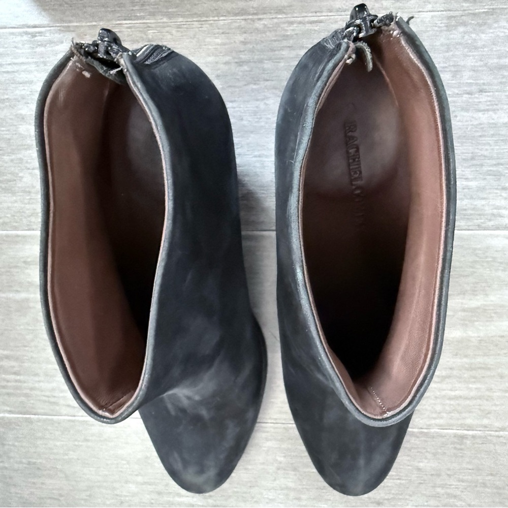 Rachel Comey Prose Black Suede Ankle Booties Stacked Heel 8 Minimalist Western - Picture 12 of 16